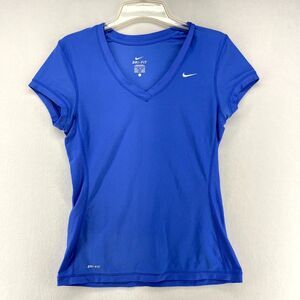 Nike Dri-Fit V-Neck Athletic Tshirt Ladies Size S (4-6) White Embroidery‎